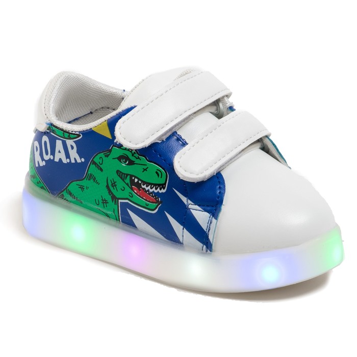 Кеды с мигающей подошвой Крошка Я "Динозавр", цвет синий, размер 30