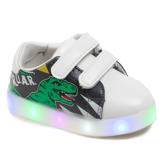 Кеды с мигающей подошвой Крошка Я "Динозавр", цвет серый, размер 27