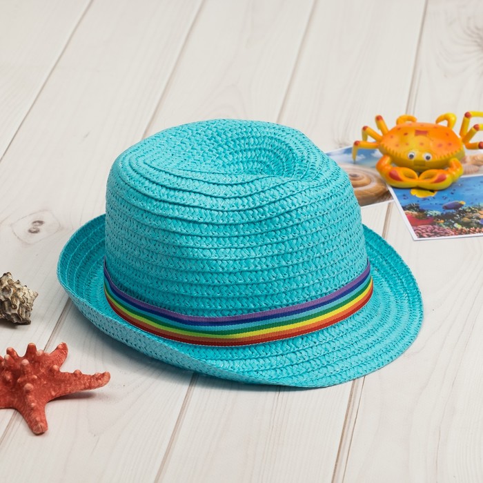 Шляпа детская MINAKU "Радуга", размер 52, цвет голубой