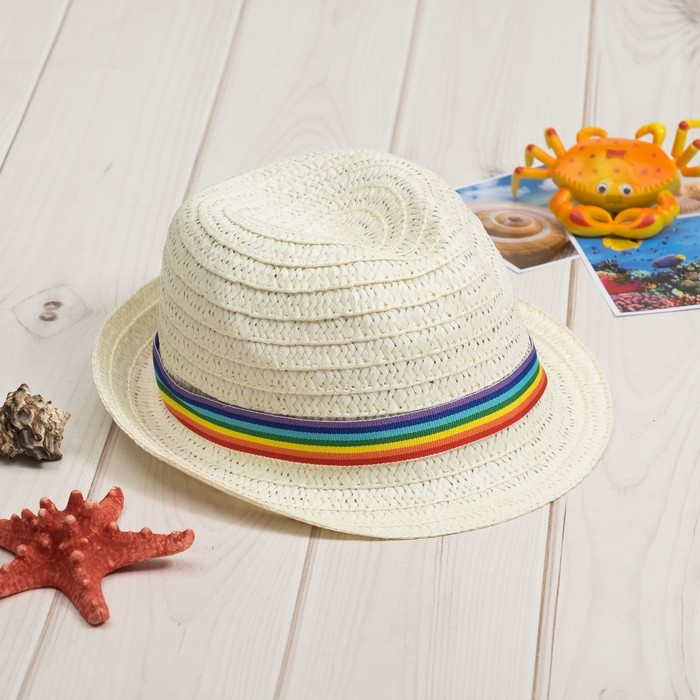 Шляпа детская MINAKU "Радуга", размер 52, цвет бежевый