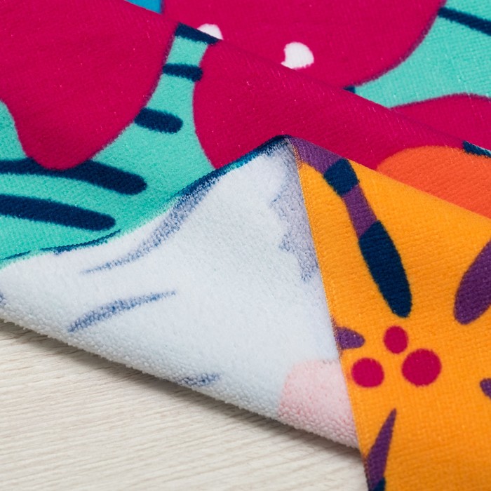 Полотенце пляжное 70*150 см, Летние краски, микрофибра 250гр/м2