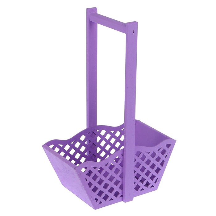 Корзинка деревянная с решеткой 24х12,5х36см, сиреневая