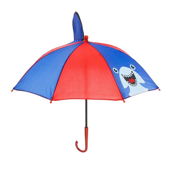 Зонт детский "Акула", полуавтоматический, с плавником, r=26см, цвет красный/синий