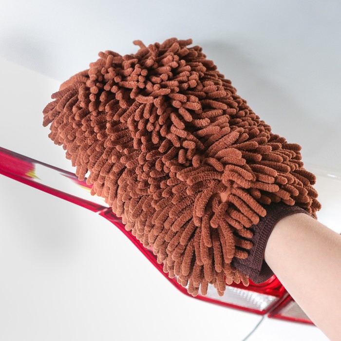 Варежка для мытья, микрофибра, супервпитывающая 32x19 см, микс