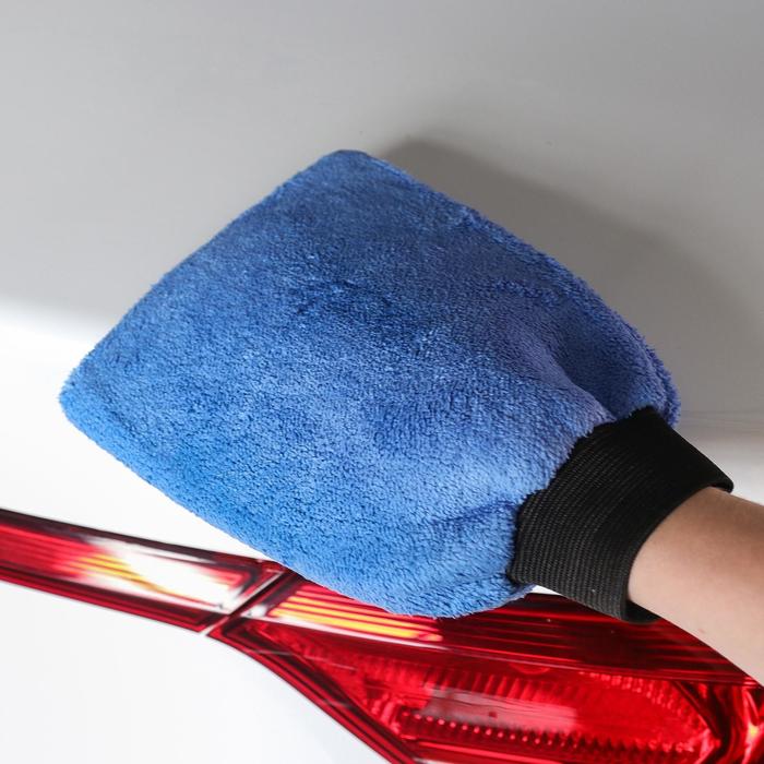 Варежка для уборки авто, 24×16 см, синяя синяя варежка