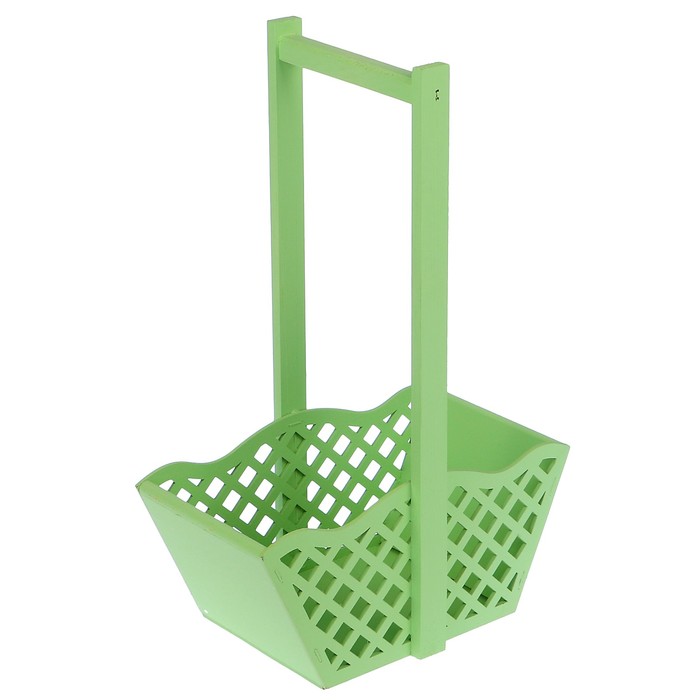 Ящик для цветов и подарков "Корзинка с решеткой", салатовый , 24х12.5х36см