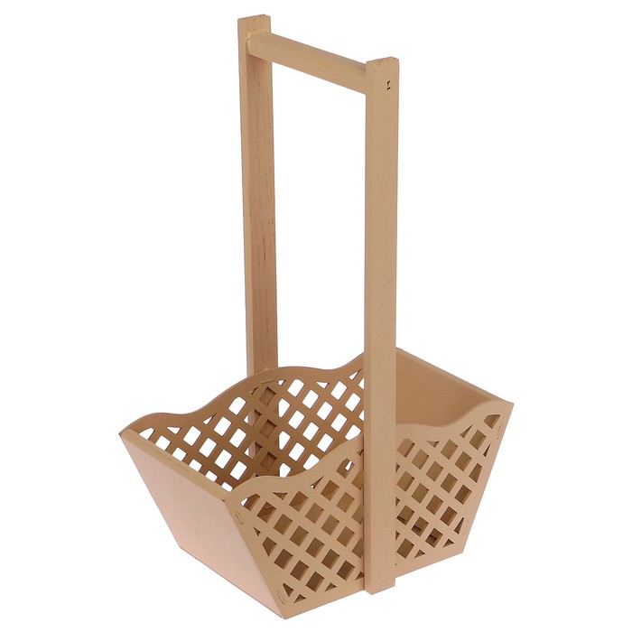 Ящик для цветов и подарков "Корзинка с решеткой", бежевый, 24х12.5х36см
