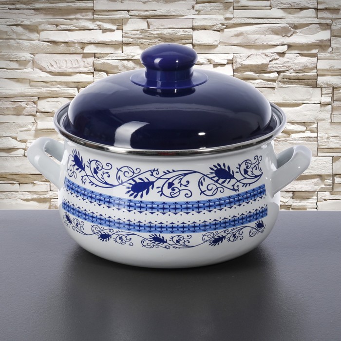 Кастрюля 2 л "Морозко", 16 см, эмалированная крышка