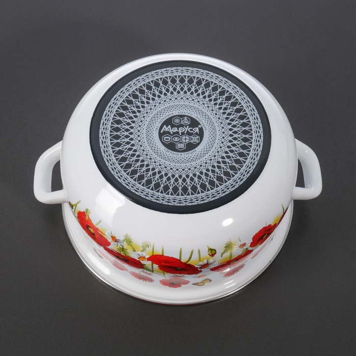 Набор кастрюль "Маки", 3 предмета: 2 л, 3 л, 4 л, эмалированная крышка