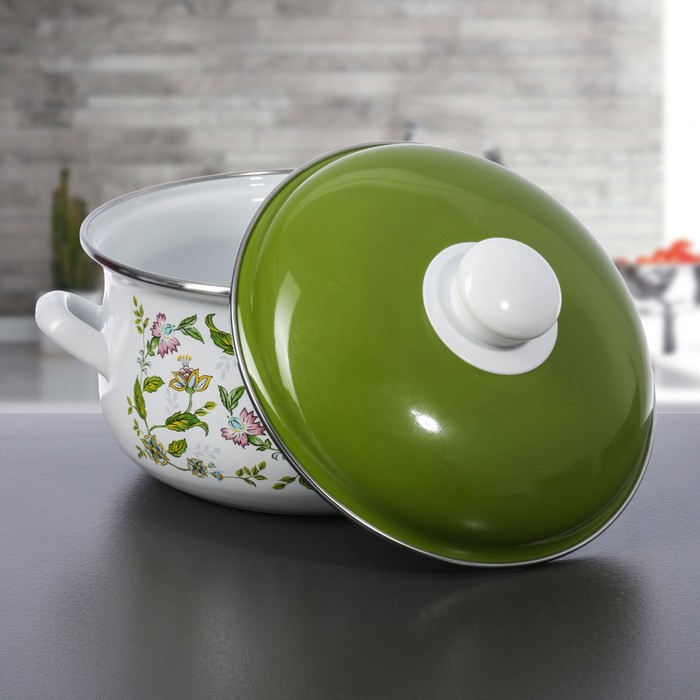 Набор кастрюль "Полевые цветы", 3 предмета: 2 л, 3 л, 4 л, эмалированные крышки