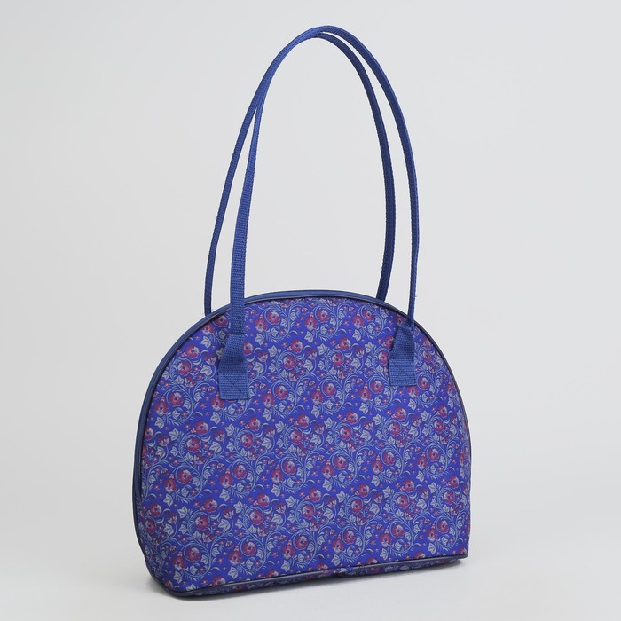 Сумка дорожная, отдел на молнии, наружный карман, цвет синий/хохлома