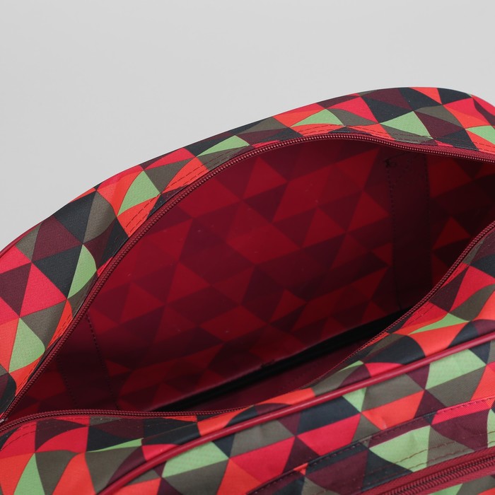 Саквояж "Мозаика", трансформер, 1 отдел на молнии, наружный карман, цвет красный