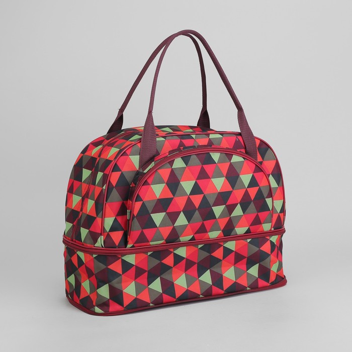 Саквояж "Мозаика", трансформер, 1 отдел на молнии, наружный карман, цвет красный