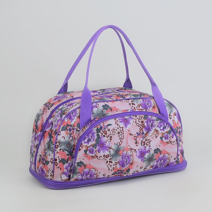 Саквояж «Розы», трансформер, 1 отдел на молнии, наружный карман, цвет фиолетовый