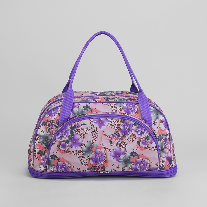 Саквояж «Розы», трансформер, 1 отдел на молнии, наружный карман, цвет фиолетовый