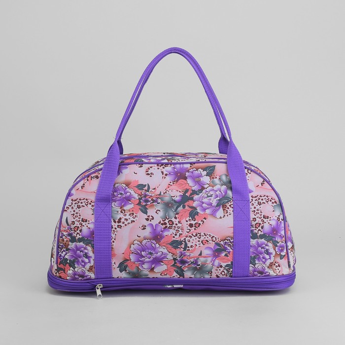 Саквояж «Розы», трансформер, 1 отдел на молнии, наружный карман, цвет фиолетовый
