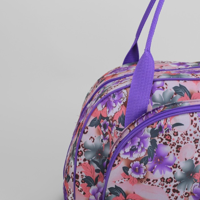 Саквояж «Розы», трансформер, 1 отдел на молнии, наружный карман, цвет фиолетовый