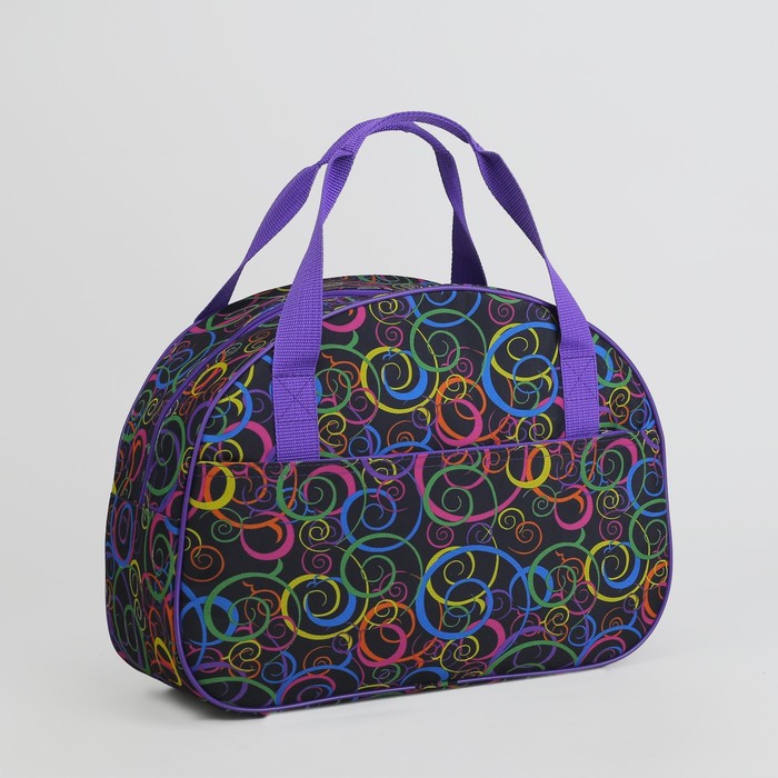 Саквояж «Спирали», отдел на молнии, наружный карман, цвет чёрный