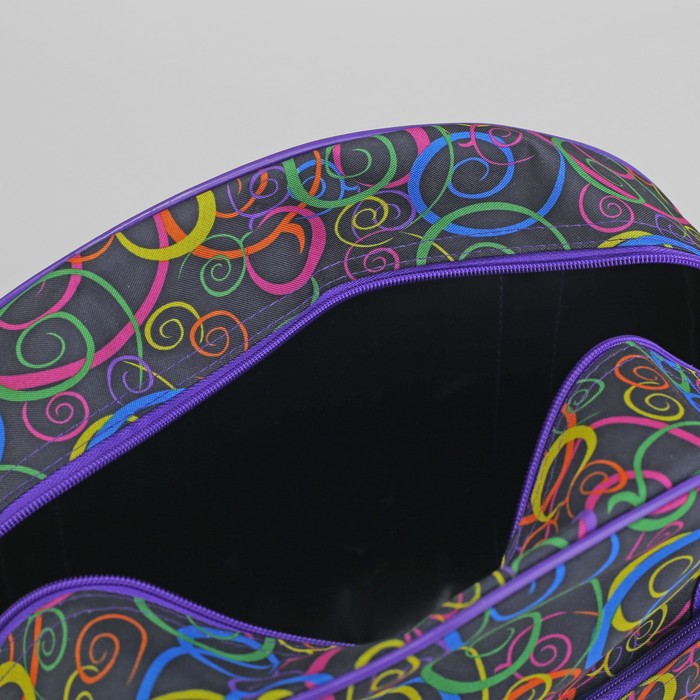 Саквояж «Спирали», отдел на молнии, наружный карман, цвет чёрный