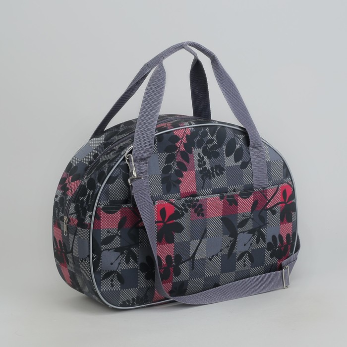 Саквояж «Рябина», отдел на молнии, наружный карман, цвет серый