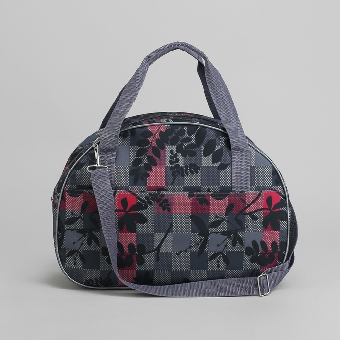 Саквояж «Рябина», отдел на молнии, наружный карман, цвет серый