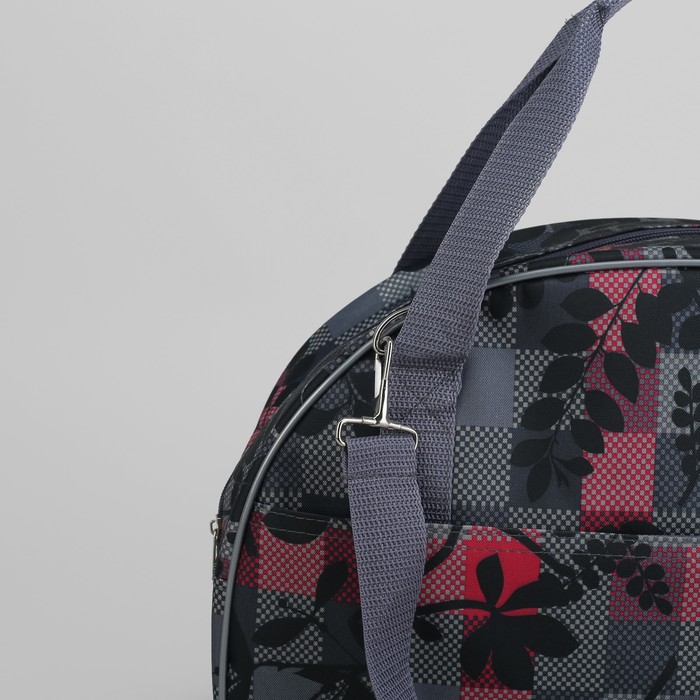 Саквояж «Рябина», отдел на молнии, наружный карман, цвет серый