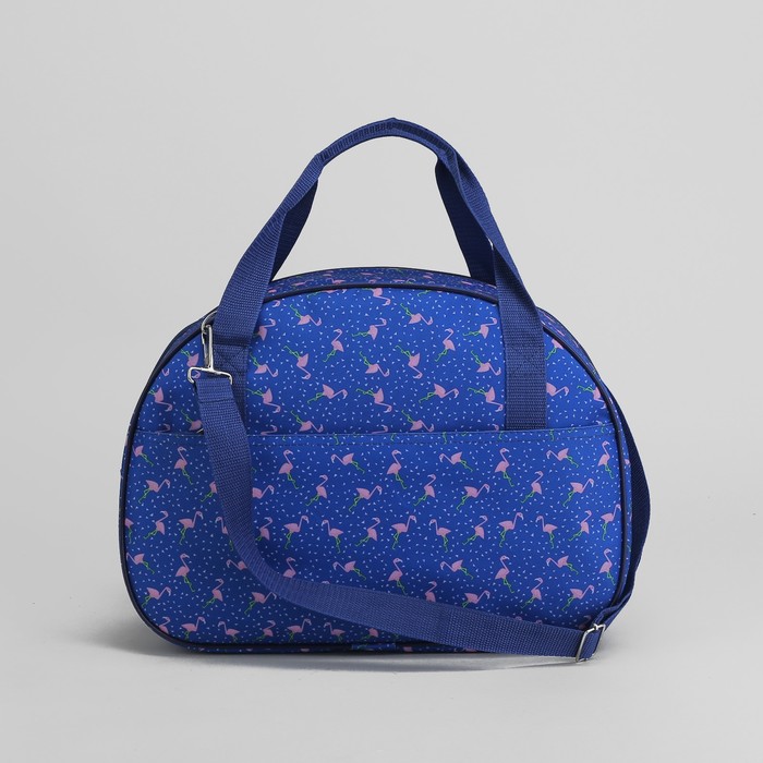 Саквояж «Фламинго», отдел на молнии, наружный карман, цвет голубой