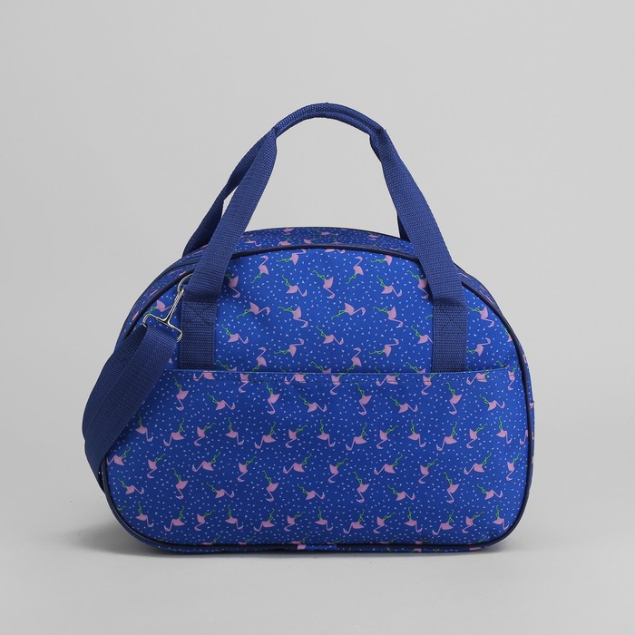 Саквояж «Фламинго», отдел на молнии, наружный карман, цвет голубой