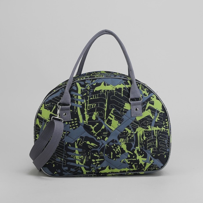 Саквояж, отдел на молнии, наружный карман, длинный ремень, камуфляж/жёлтый