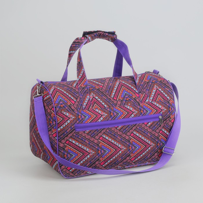 Саквояж «Орнамент», отдел на молнии, длинный ремень, разноцветный