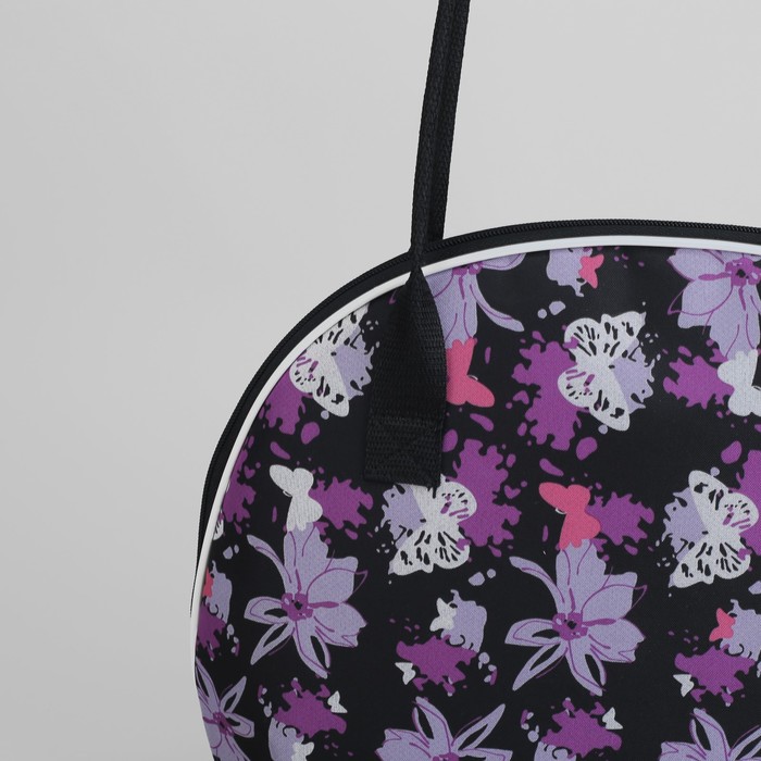 Сумка дорожная "Цветы", отдел на молнии, наружный карман, цвет сиреневый/чёрный