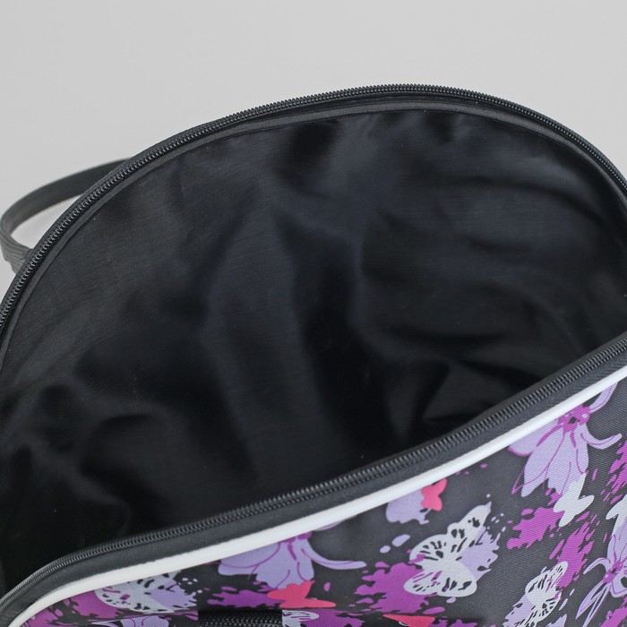 Сумка дорожная "Цветы", отдел на молнии, наружный карман, цвет сиреневый/чёрный