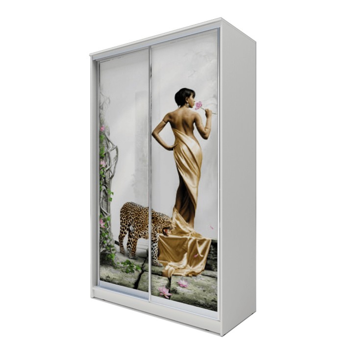 Шкаф-купе Хит-24-17-77 Белый, Девушка с леопардом