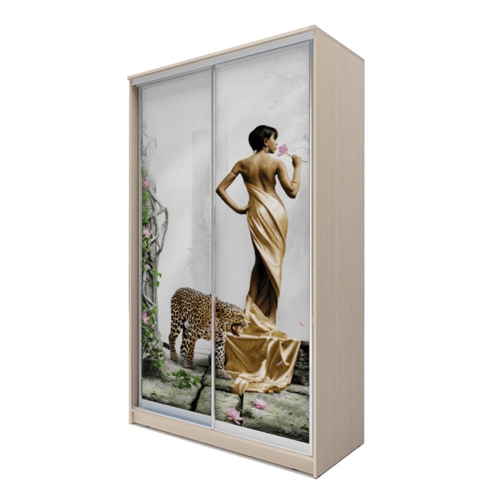 Шкаф-купе Хит-23-17-77 Дуб девонширский, Девушка с леопардом