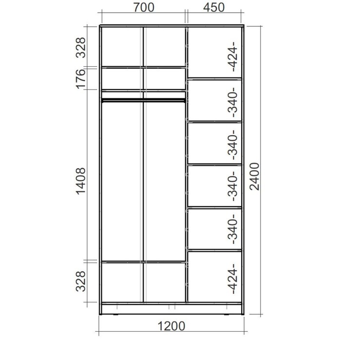 Шкаф-купе Хит-24-12-66 Ясень шимо светлый, Цапли
