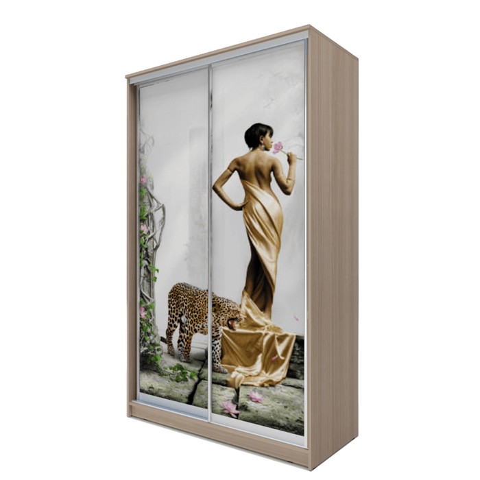 Шкаф-купе Хит-24-12-77 Ясень шимо светлый, Девушка с леопардом