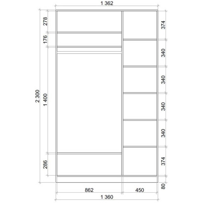 Шкаф-купе Хит-23-14-77 Ясень шимо тёмный, Париж