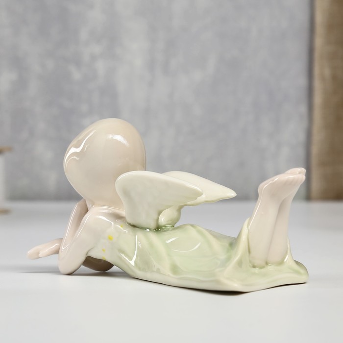 Сувенир керамика "Ангел в зелёном платье лежит" 6,5х13,8х7,5 см