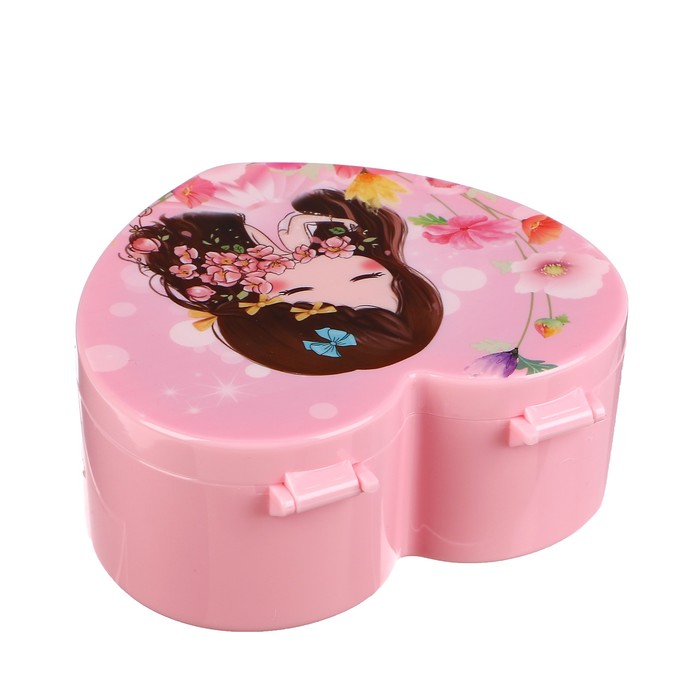 Шкатулка пластик сердце "Малышка в цветах" 5,5х13,5х12 см