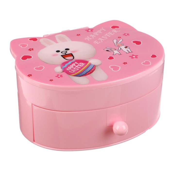 Шкатулка пластик с ящичком "Счастливый зайка" 7,5х15,5х12 см