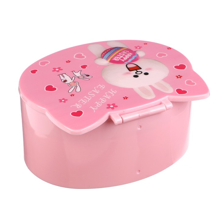 Шкатулка пластик с ящичком "Счастливый зайка" 7,5х15,5х12 см