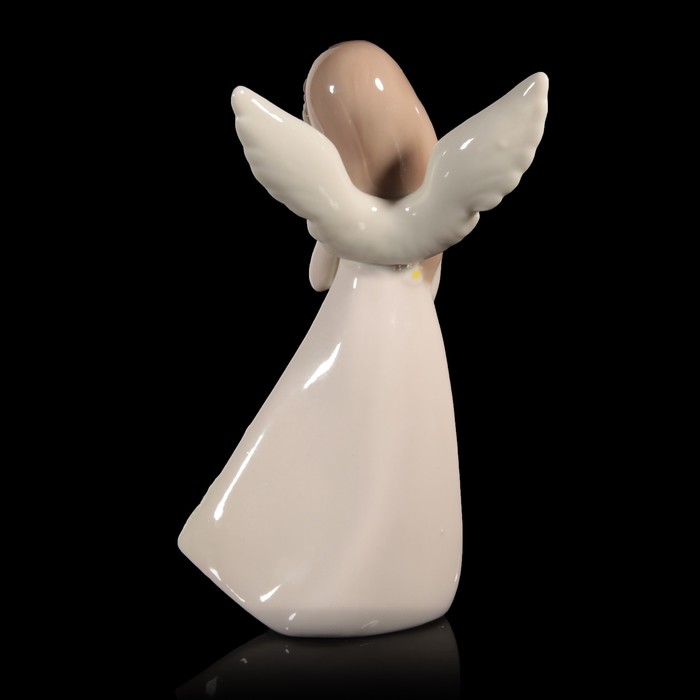 Сувенир керамика "Ангел-девочка в розовом платье с ромашками" 16,8х8,5х5 см