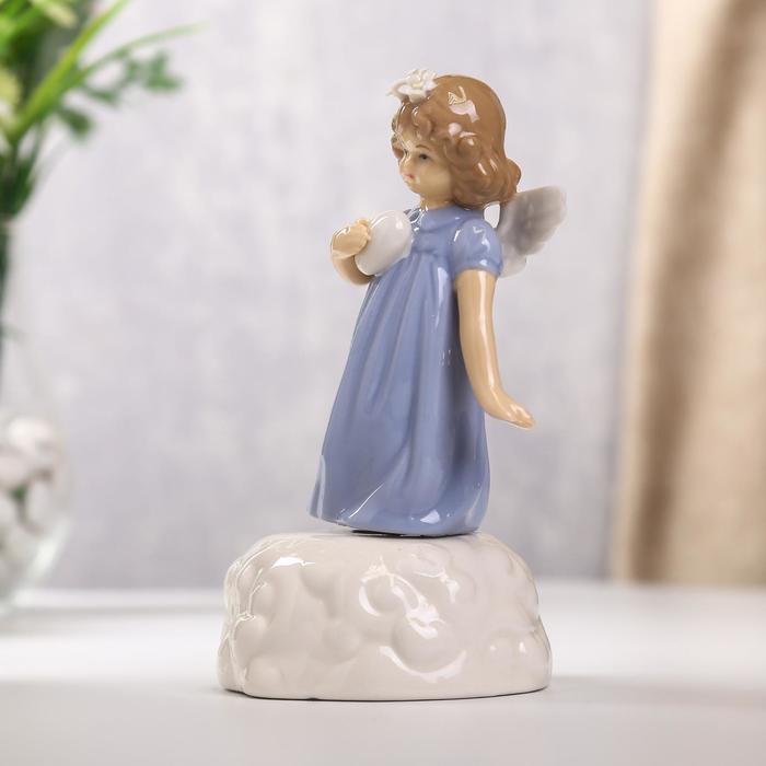 Сувенир керамика музыкальный "Ангел в голубом платье с сердцем" 16х9х9 см