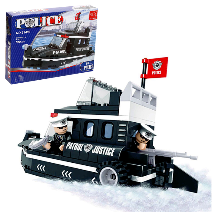 Конструктор «Полицейский катер», 133 детали конструктор пластмассовый полиция катер 133 детали г35858 1