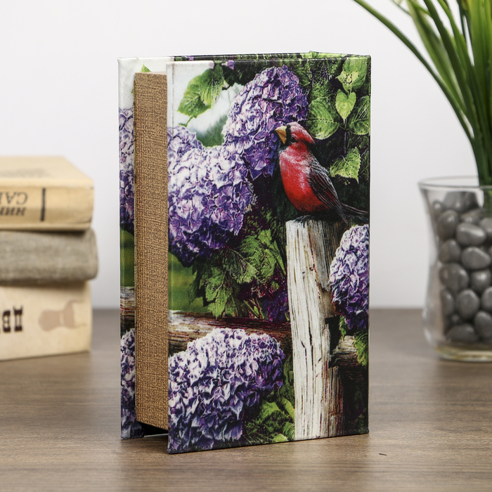 Сейф-книга дерево под шёлк "Птица в сирени" 17х11х5 см