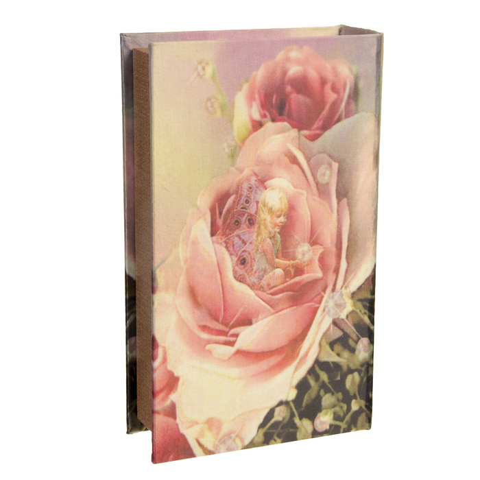 Сейф-книга дерево под шёлк "Маленькая фея в розе" 21х13х5 см