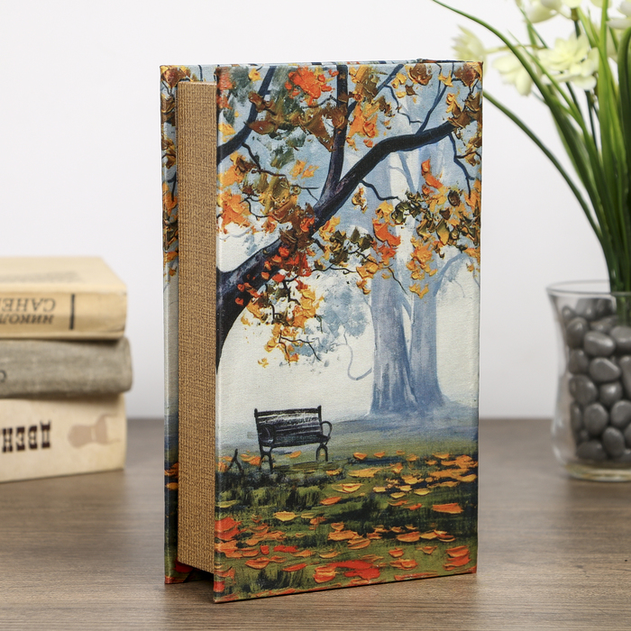 Сейф-книга дерево под шёлк "Осень в парке" 21х13х5 см