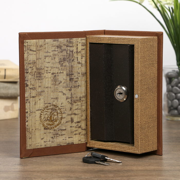 Сейф-книга дерево "Старинные узоры" кожзам под замшу 17х11х5 см