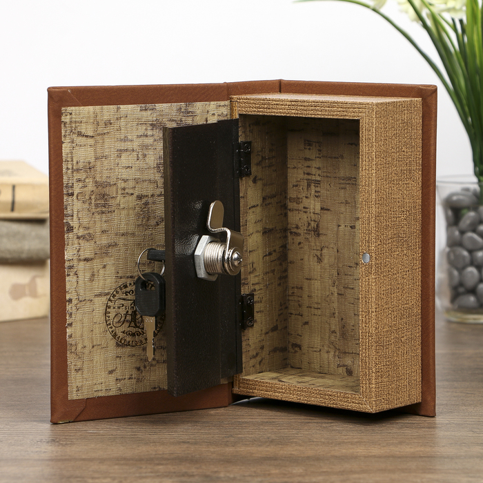 Сейф-книга дерево "Старинные узоры" кожзам под замшу 17х11х5 см