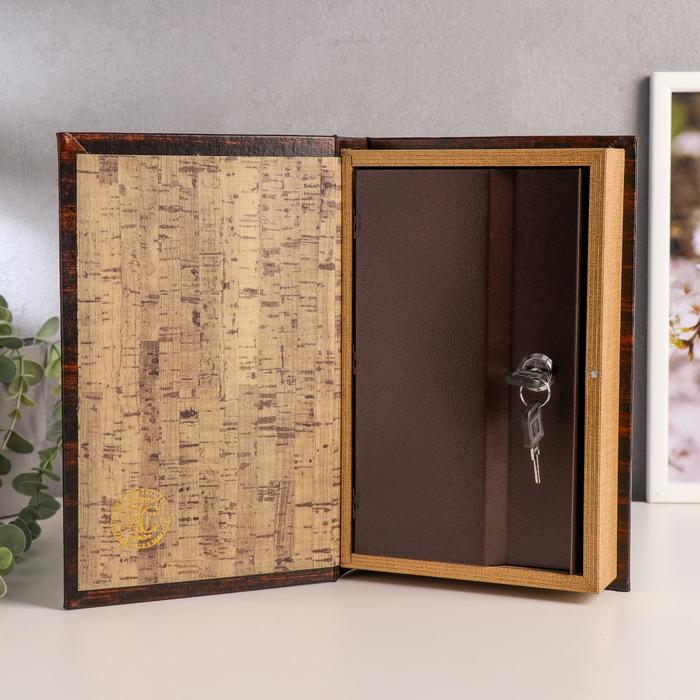 Сейф дерево книга "Ирисы" состаренный, кожзам 26х17х5 см